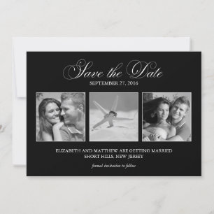 3-Foto-Vorlage Hochzeit Save the Date Einladung