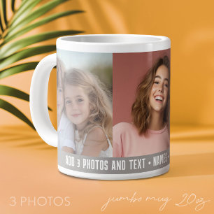 3 Foto Vorlage Modernes Minimal Text - taupe Jumbo-Tasse