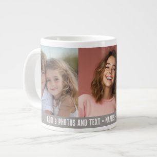 3 Foto Vorlage Modernes Minimal Text - taupe Jumbo-Tasse