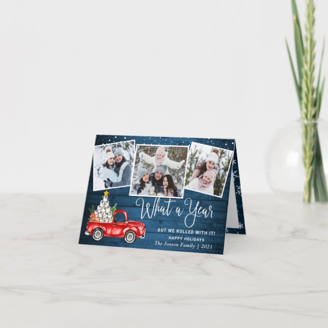 3 Foto Was für ein Jahr Weihnachten Red Farm Truck (Vorderseite)