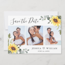 3 Foto Watercolor Sonnenblumen Eukalyptus Wedding Save The Date