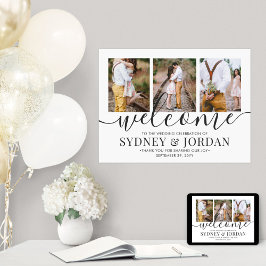 3 Foto Wedding Welcome Elegante Black Calligraphy Poster