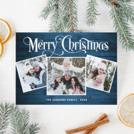 3 FOTO Weihnachten Rustikal Blauer Wald Gruß