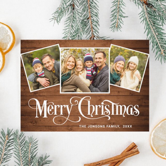 3 FOTO Weihnachten Rustikal Braun Gruß (Von Creator hochgeladen)