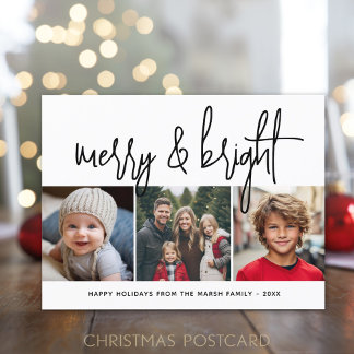 3 Foto-Weihnachtscollage - Fröhlich & Hell - Feiertagspostkarte