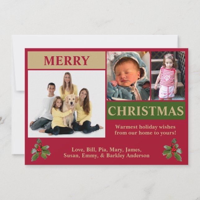 3 Foto Weihnachtskarte Feiertagskarte (Vorderseite)