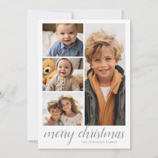3 Foto Weihnachtsskript - Retro Halbmond Muster Feiertagskarte