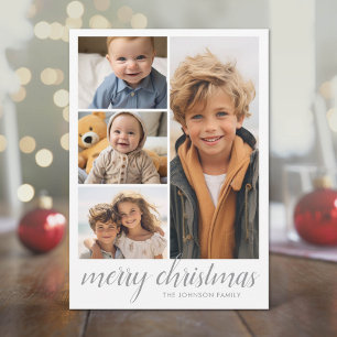 3 Foto Weihnachtsskript - Retro Halbmond Muster Feiertagskarte