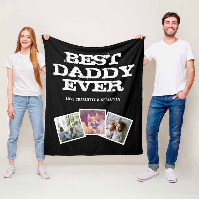 3 FotoCollage Best Daddy je Personalisiert Fleecedecke (Beispiel)