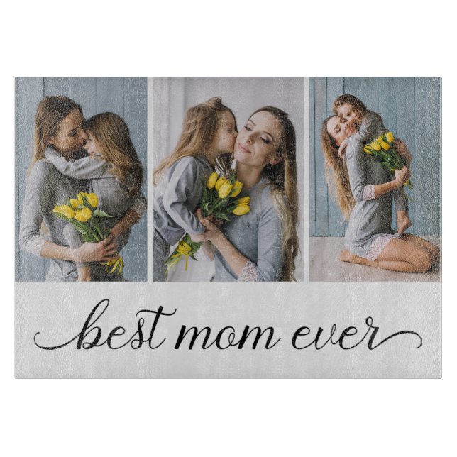 3 FotoCollage Beste Mama je Schneidebrett (Vorderseite)
