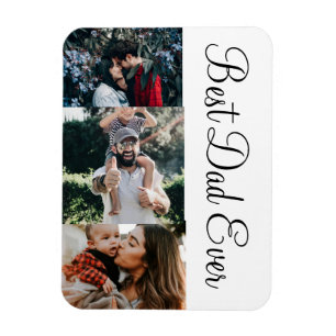 3 FotoCollage Bester Vater je Magnet