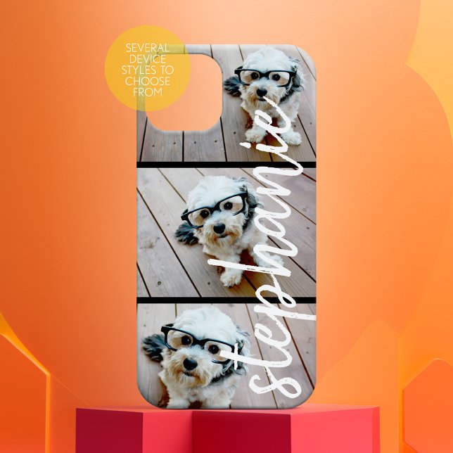 3 FotoCollage - Horizontale Bilder mit Individuell Case-Mate iPhone Hülle (Personalized Phone Case with Custom Text and Trendy Design)