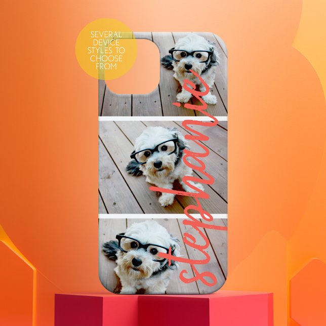 3 FotoCollage - Horizontaler Name des Bildschreibe Case-Mate iPhone Hülle (Personalized Phone Case - Many Device Styles to Choose From)