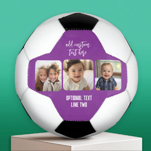 3 FotoCollage mit trendigem Bounce-Skript - lila Fußball