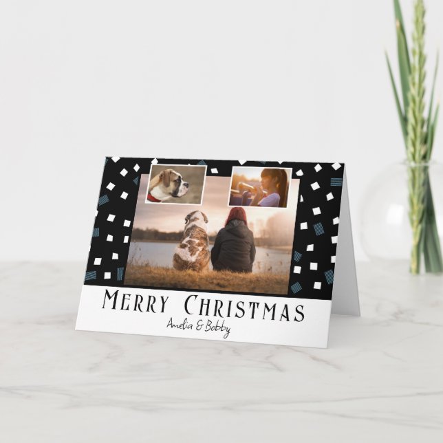 3 FotoCollage Moderne Schwarz-weiße Weihnachten (Vorderseite)