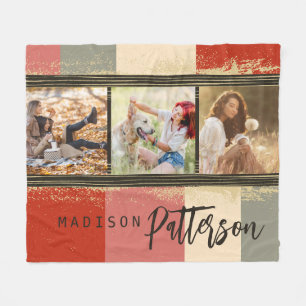 3 FotoCollage Rustikaler Abstrakter Personalisiert Fleecedecke