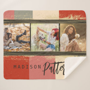 3 FotoCollage Rustikaler Abstrakter Personalisiert Sherpadecke