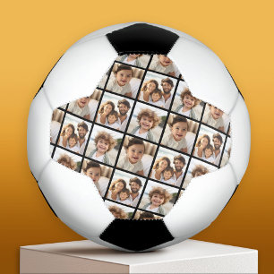 3 FotoCollage - Stagased Pattern - Schwarz Fußball