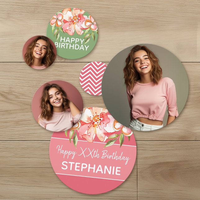 3 Fotos Anstrichene Blume Glücklich Geburtstag Par Konfetti (Custom Photo Confetti)