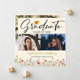 3 Fotos Boho Aquarell Wildblume Abschluss Ankündigung