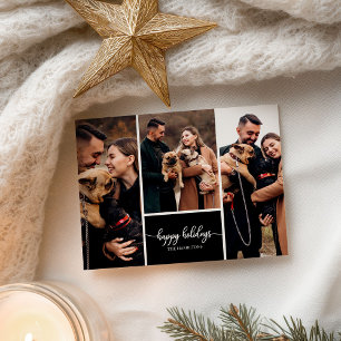 3 Fotos Collage Frohe Weihnachten Christmas Schwar Postkarte