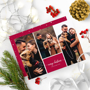 3 Fotos Collage Stylische Schrift Frohe Weihnachte Einladung
