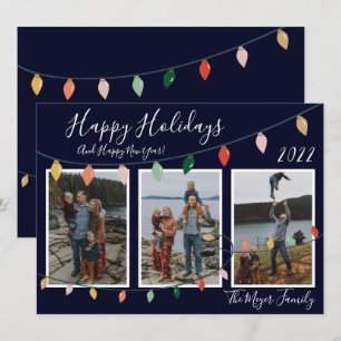 3 Fotos der Familie Dunkelblauer Happy Holidays Li Feiertagskarte
