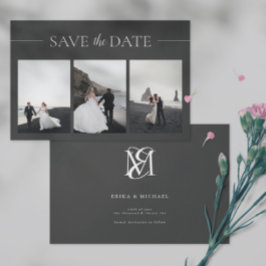 3 Fotos Einfache und Minimalistische Schwarze Hoch Save The Date