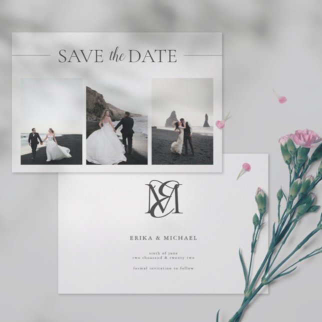 3 Fotos Elegante klassische Hochzeit speichern das Save The Date (Von Creator hochgeladen)