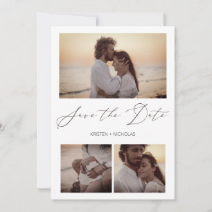 3 Fotos Elegantes Instantáneas Sesión Pareja Feliz Save The Date