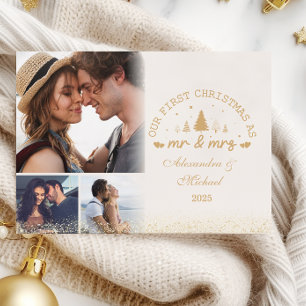 3 Fotos Erstes Weihnachten als Herr und Frau Gold