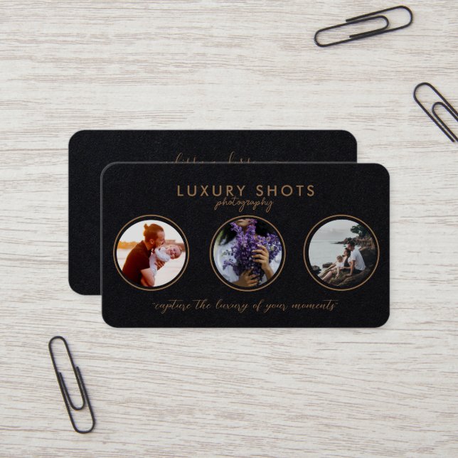 3 Fotos Gold Premium Black Signature hinzufügen Visitenkarte (Vorderseite/Rückseite Beispiel)