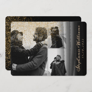 3 Fotos Goldmedaille Glitzer Black Watercolor Hoch Einladung