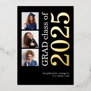 3 Fotos Grad 2025 Real Gold Foil Ankündigung