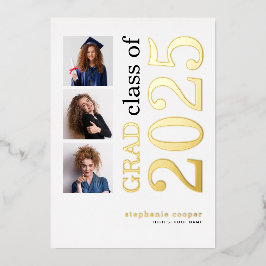 3 Fotos Grad 2025 Real Gold Foil Ankündigung