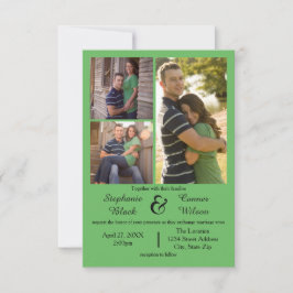 3 Fotos Grün - 3x5 Einladung zur Hochzeit