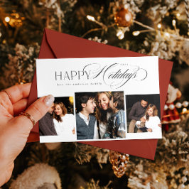 3 Fotos Happy Holidays Script Weihnachtskarte Feiertagskarte