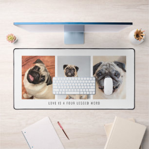 3 Fotos Haustier Hund Liebe ist ein vierbeiniges W Schreibtischunterlage