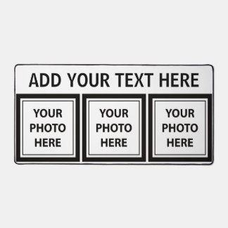 3 Fotos hochladen & Text hinzufügen - Einfache Bil Schreibtischunterlage