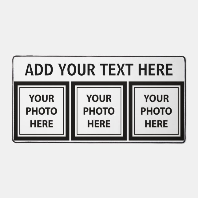 3 Fotos hochladen & Text hinzufügen - Einfache Bil Schreibtischunterlage (Vorderseite)