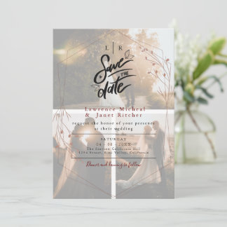 3 Fotos laden zu elegantem Weiß ein Save The Date