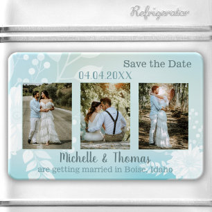 3 Fotos Pastell Türkis Save-the-Date-Magnet Magnet