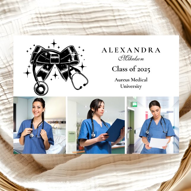 3 Fotos Schulabschluss in der Black Bow Nursing Sc Ankündigung (Von Creator hochgeladen)