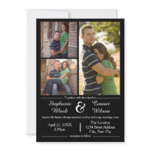 3 Fotos Schwarz - Einladung zur Hochzeit