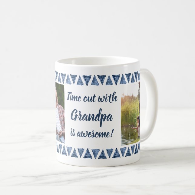 3 Fotos u. kundenspezifische Typografie - blauer Kaffeetasse (VorderseiteRechts)