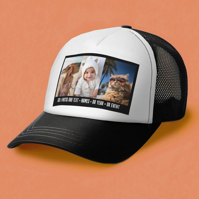 3 Fotovorlage Moderner, minimaler Text über Foto Truckerkappe (Custom Trucker Hat)