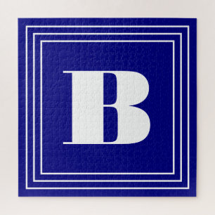 3 Frame Monogramm   Navy Blue & White Puzzle