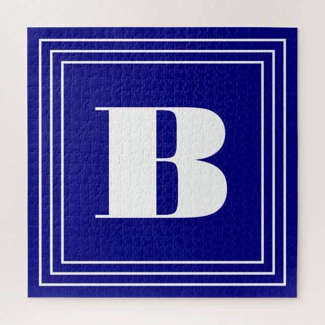 3 Frame Monogramm | Navy Blue & White Puzzle (Vertikal)