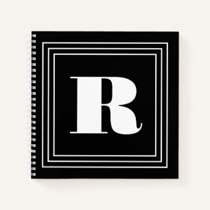 3 Frame Monogramm   Schwarz/Weiß Notizbuch