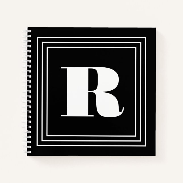 3 Frame Monogramm | Schwarz/Weiß Notizbuch (Vorderseite)